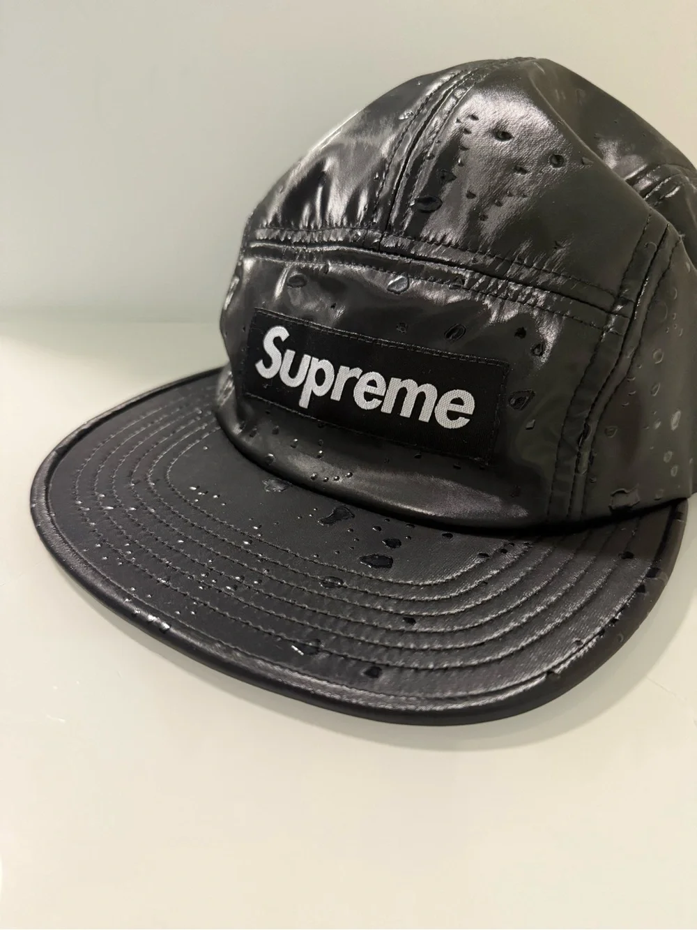Supreme Black Shiny Water Drops 5-Panel Cap - Picture 7 of 14